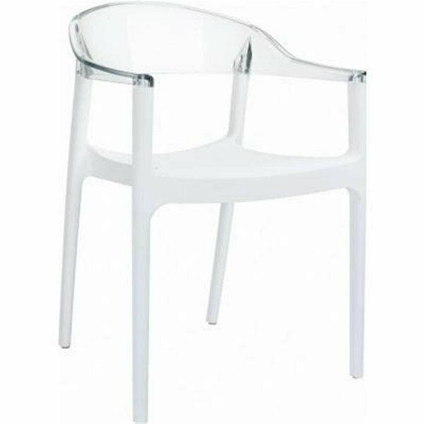 Siesta CArmen Modern Dining Chair - White Seat Transparent Clear Back, 4PK ISP059-WHI-TCL